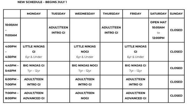 Summer 2024 Schedule